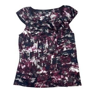 Ann‎ Taylor 100% Silk Cap Sleeve Multicolor Blouse In women’s Size Small